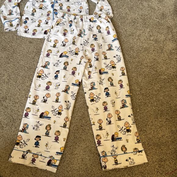 Peanuts Snoopy‎ Charlie Brown Kids Pajama Set Pants Shirt Fleece Cartoon S / M - Picture 8 of 13